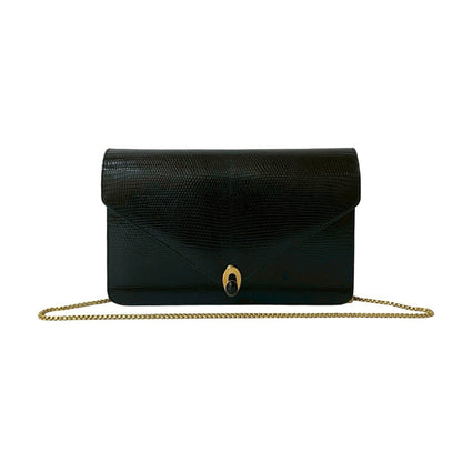 Gucci Old Gucci Leather Genuine Chain Shoulder Bag Pochette Black 41510
