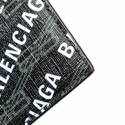 Balenciaga Logo Card Case/Pass Case 594309 Black/White Pvc