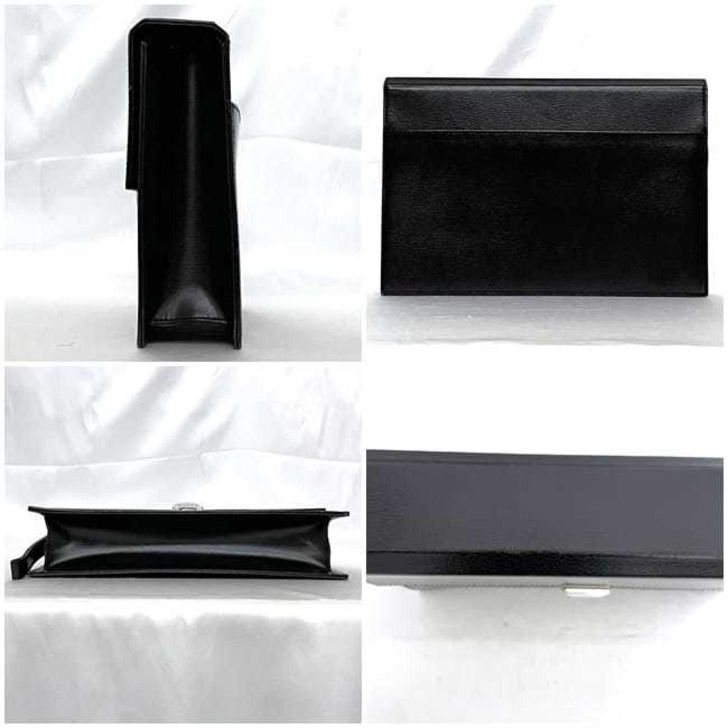 Dunhill Second Bag Ec-22830 Black Sidecar Leather Clutch Strap Flap