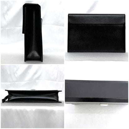 Dunhill Second Bag Ec-22830 Black Sidecar Leather Clutch Strap Flap