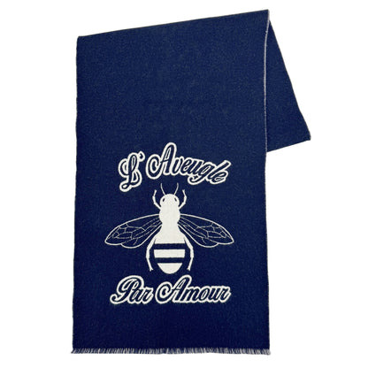 Gucci Beestar Scarf In Navy And White For Men Women