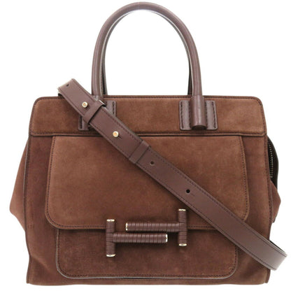 Tod'S Double T Suede Leather Brown Handbag Shoulder Bag 1307Tod'S