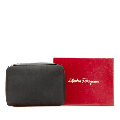 Salvatore Ferragamo Logo Pouch In Black Nylon