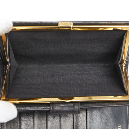 Chanel Bicolor Coco Mark Clasp Long Wallet In Black Lambskin