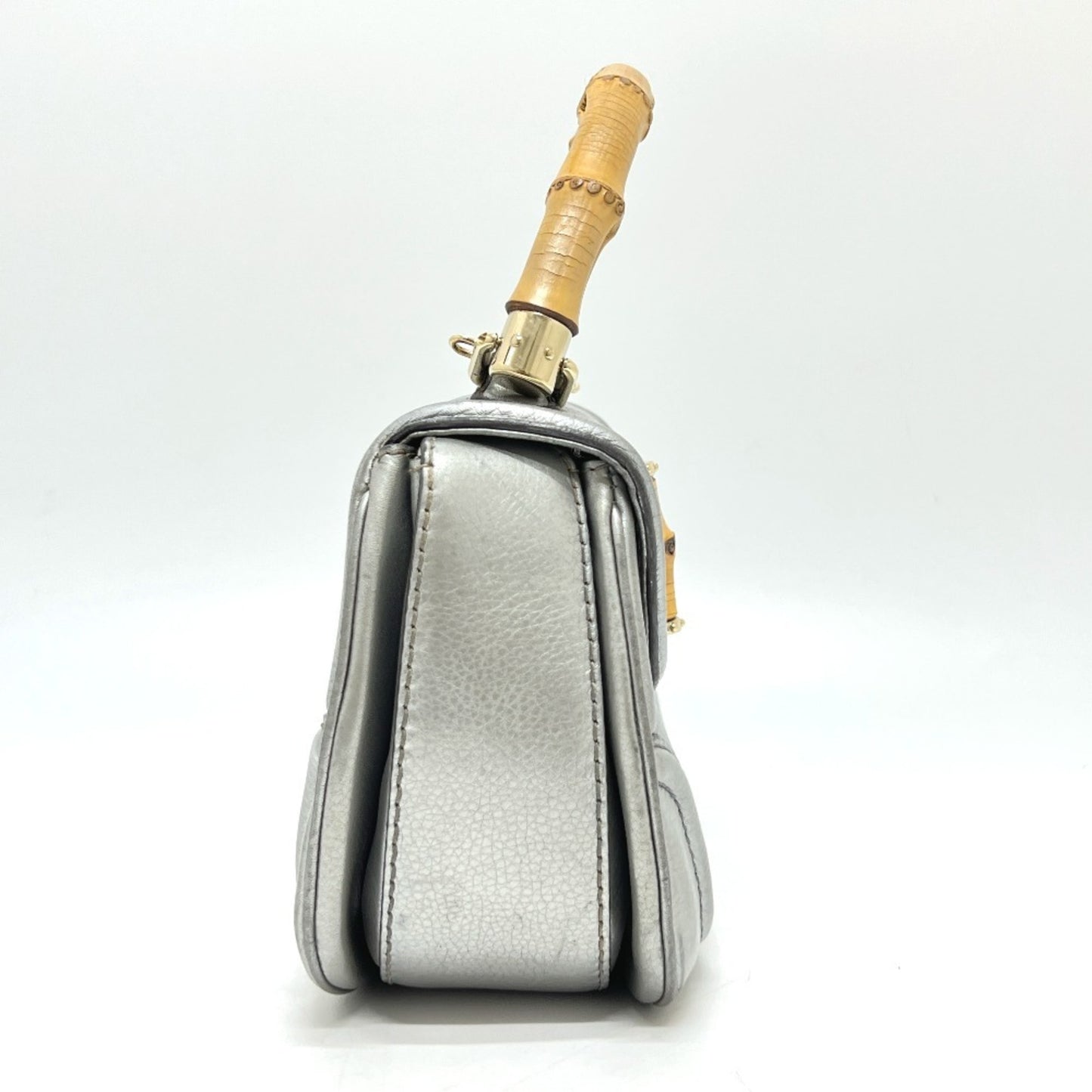 Gucci 254884 New Bamboo Handle Handbag Leather