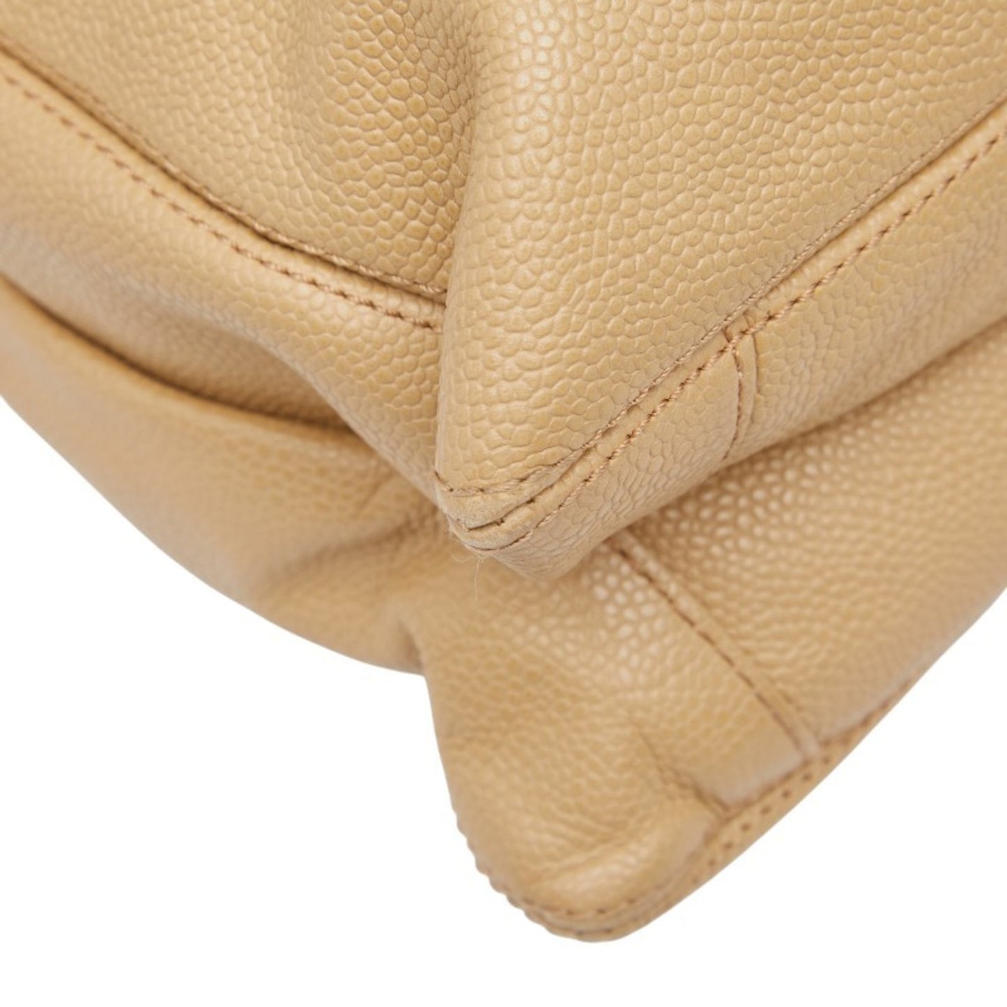 Chanel Coco Mark Tote Bag Handbag Beige Caviar Skin