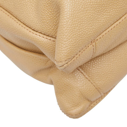 Chanel Coco Mark Tote Bag Handbag Beige Caviar Skin