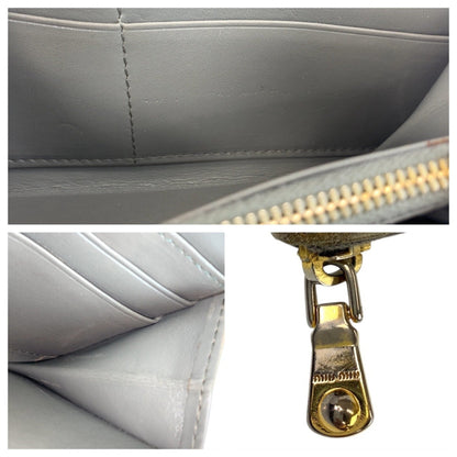 Miumiu Miu Embossed Gray Leather Long Wallet