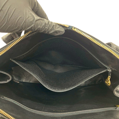 Chanel Vintage Coco Mark Caviar Leather Semi-Shoulder Bag Tote Black 36473