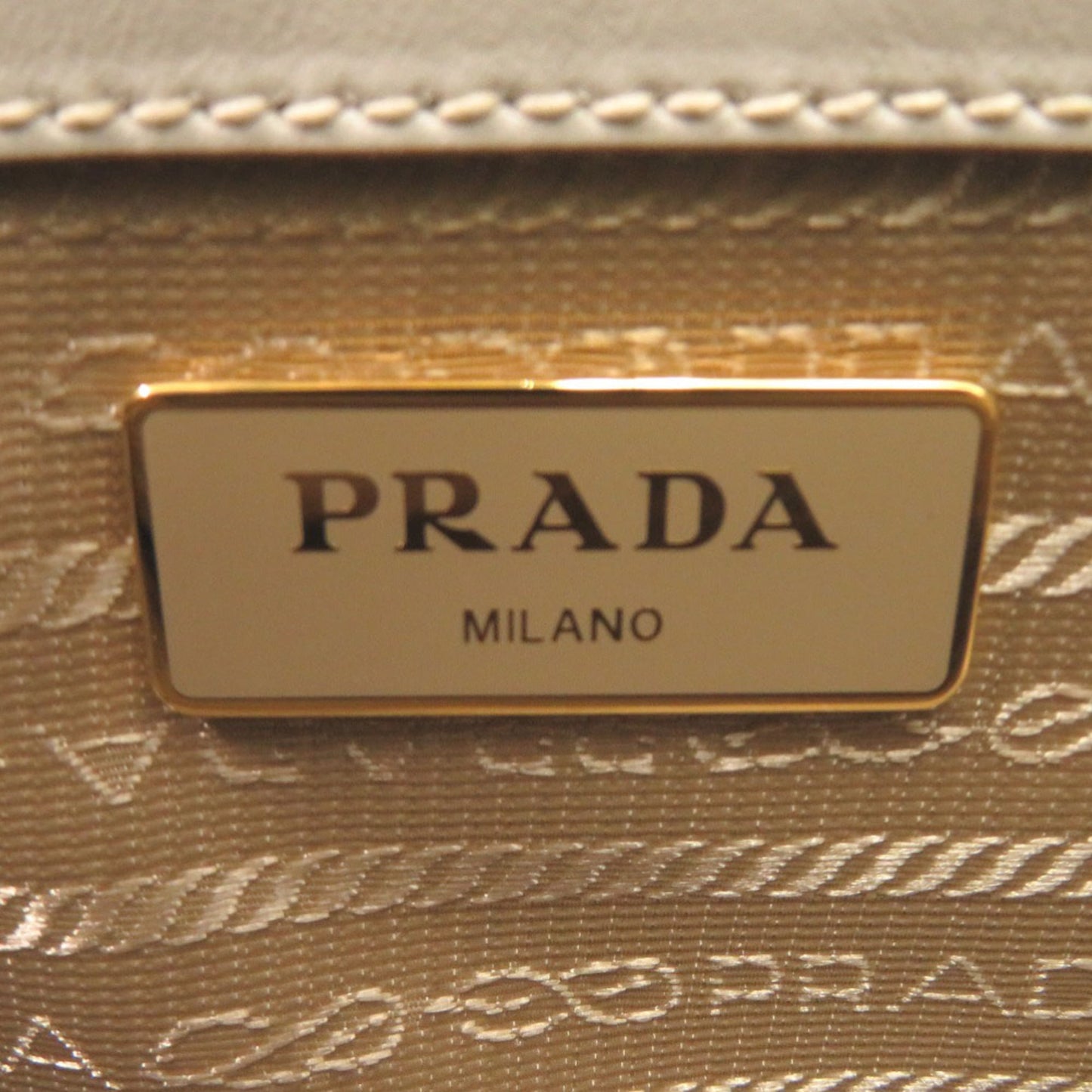 Like New Prada Logo Jacquard 1Ba172 Leather Corda Talc Beige White Shoulder Bag 0780 Prada