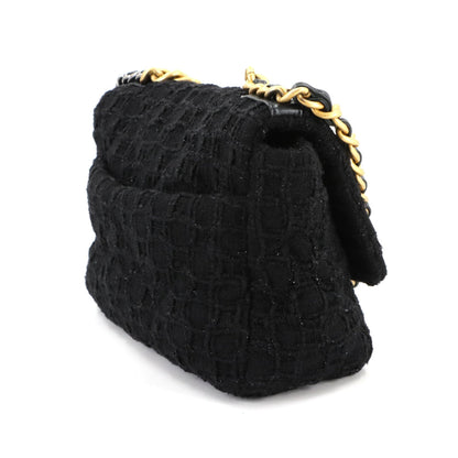 Chanel 19 2Way Hand Chain Shoulder Bag Tweed Leather Black As1160