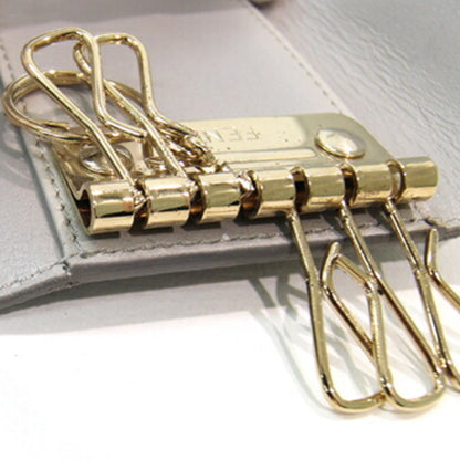 Fendi 6-Ring Key Case 8Ap079 Silver Leather