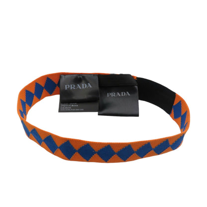 Prada Cotton Orange Blue Multicolor 2-Piece Hair Turban 0802Prada