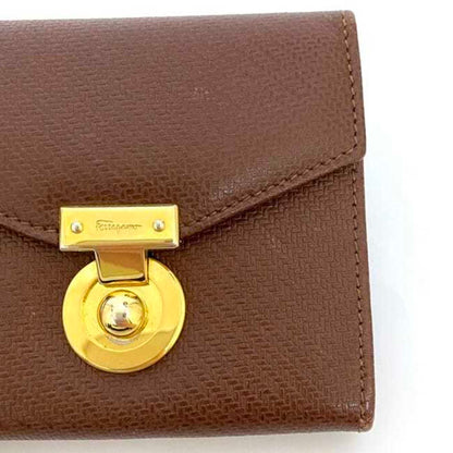 Salvatore Ferragamo Pouch Ec-22167 Brown Coin Case Leather 225028 Purse