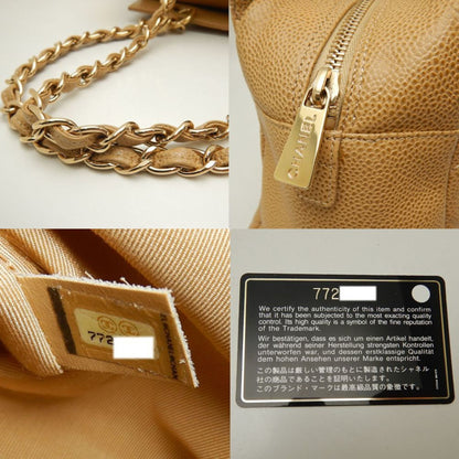 Chanel Chanel Chain Tote Bag A18004 Caviar Skin Camel 252569