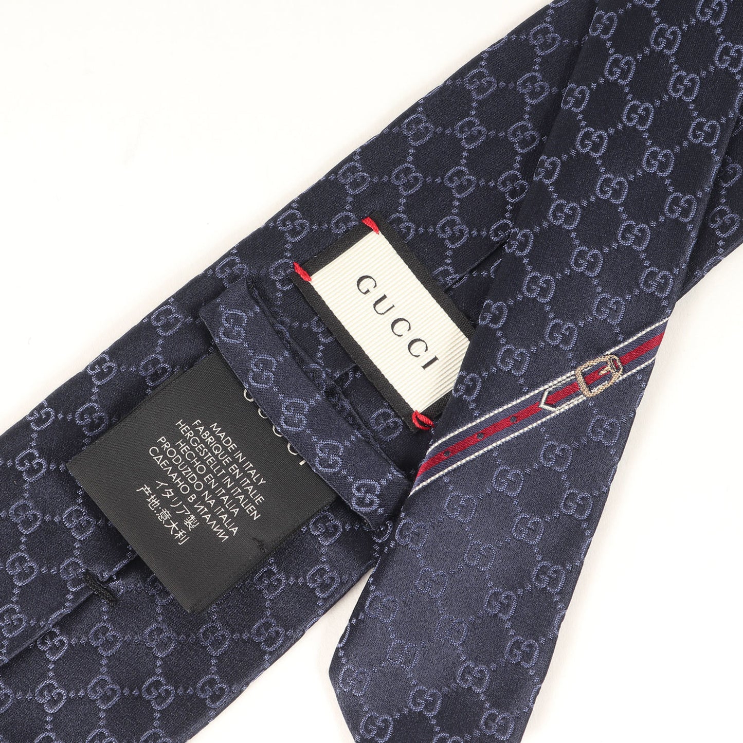 Gucci Gg Monogram Web Stripe Silk Tie