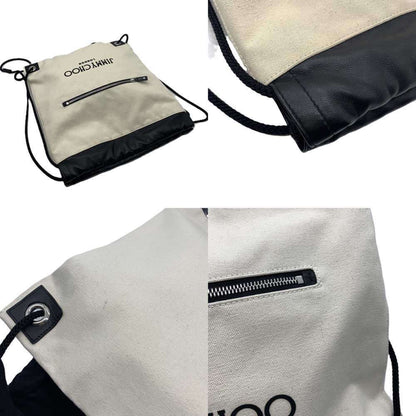 Jimmy Choo Canvas Backpack Knapsack White X Black