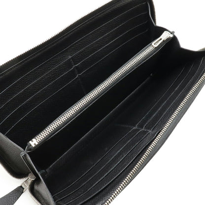 Hermes Azap Long Classic Round Wallet In Black Epsom Leather