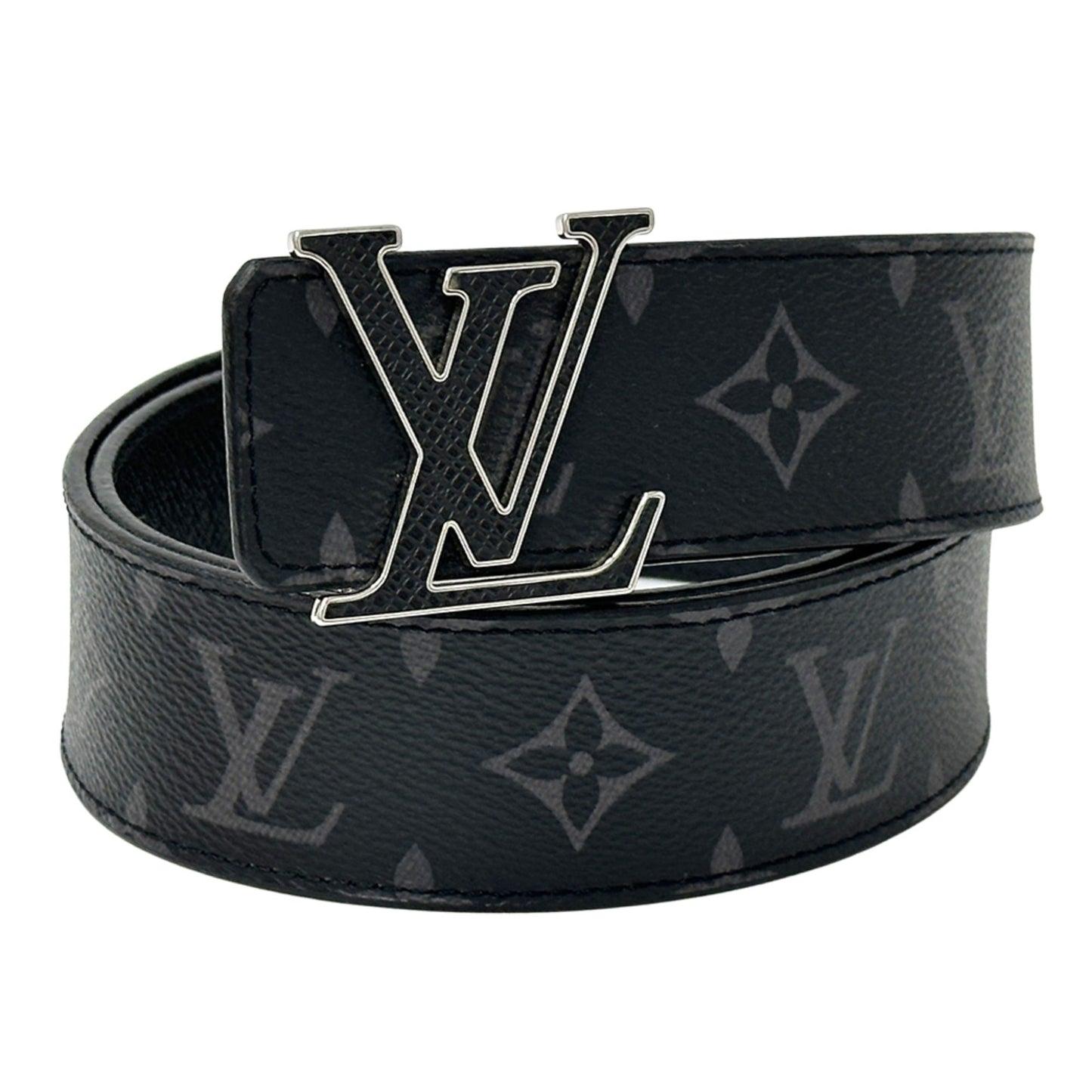Louis Vuitton Monogram Eclipse Men'S Belt With Lv Initials