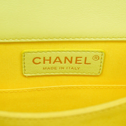 Chanel Shoulder Bag Boy Chain Lambskin Green Champagne