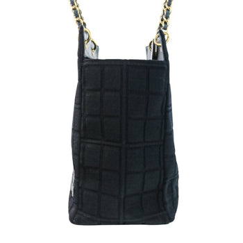Chanel Cotton Jersey Chocolate Bar Chain Handbag Tote Bag In Black