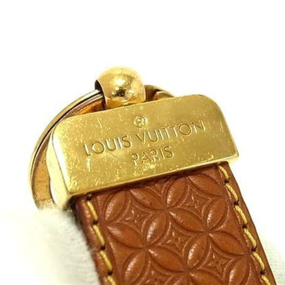 Louis Vuitton Monogram Porte-Cls Dragonne Keychain M66785 Brown Leather Flower Pattern