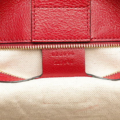 Gucci Gg Canvas Horsebit Tote Bag Shoulder 623694 Beige Red Leather