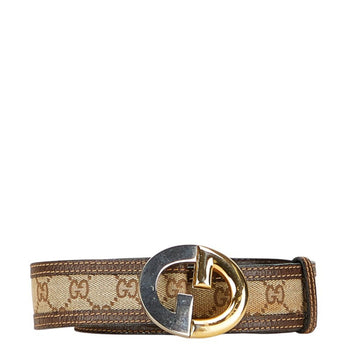 Gucci Gg Canvas Old Belt Size: 70 Beige Brown Leather