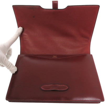 Herms Vintage Braided Strap Box Calf Rouge H Shoulder Bag With ?M Stamp