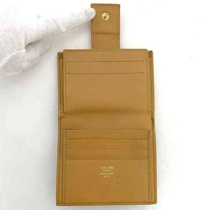 Celine Bi-Fold Wallet Ec-22515 Beige Yellow Macadam Pvc Leather M13 Celine Folding
