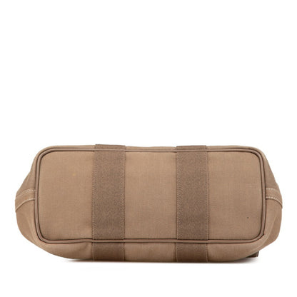 Hermes Herms Valparaiso Pm Handbag In Etoupe Greige Toile Chevron Swift