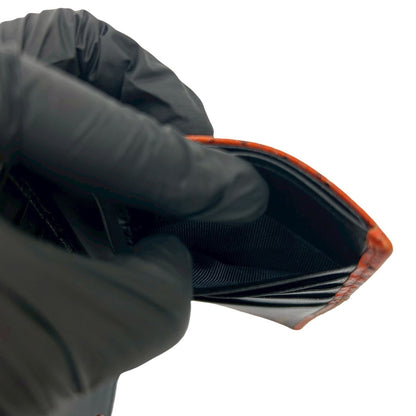 Yves Saint Laurent Logo Embossed Leather Bifold Wallet Orange Black 29891