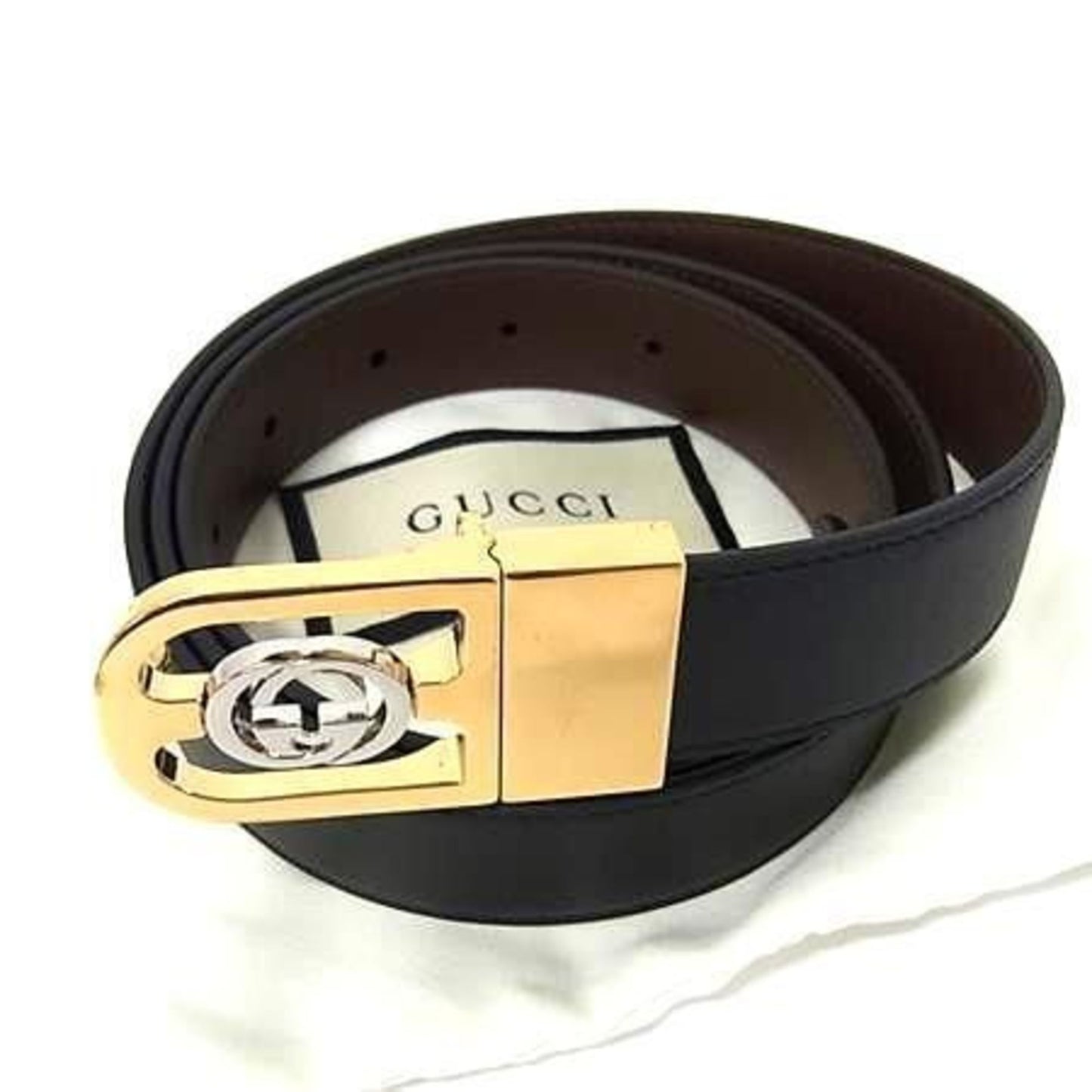 Gucci Interlocking G Belt 547734 Black Leather