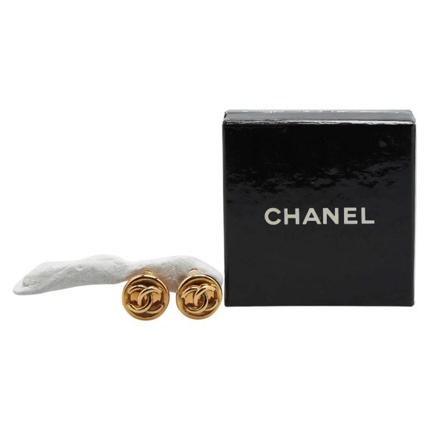 Chanel Coco Mark Round Earrings Gold Plated