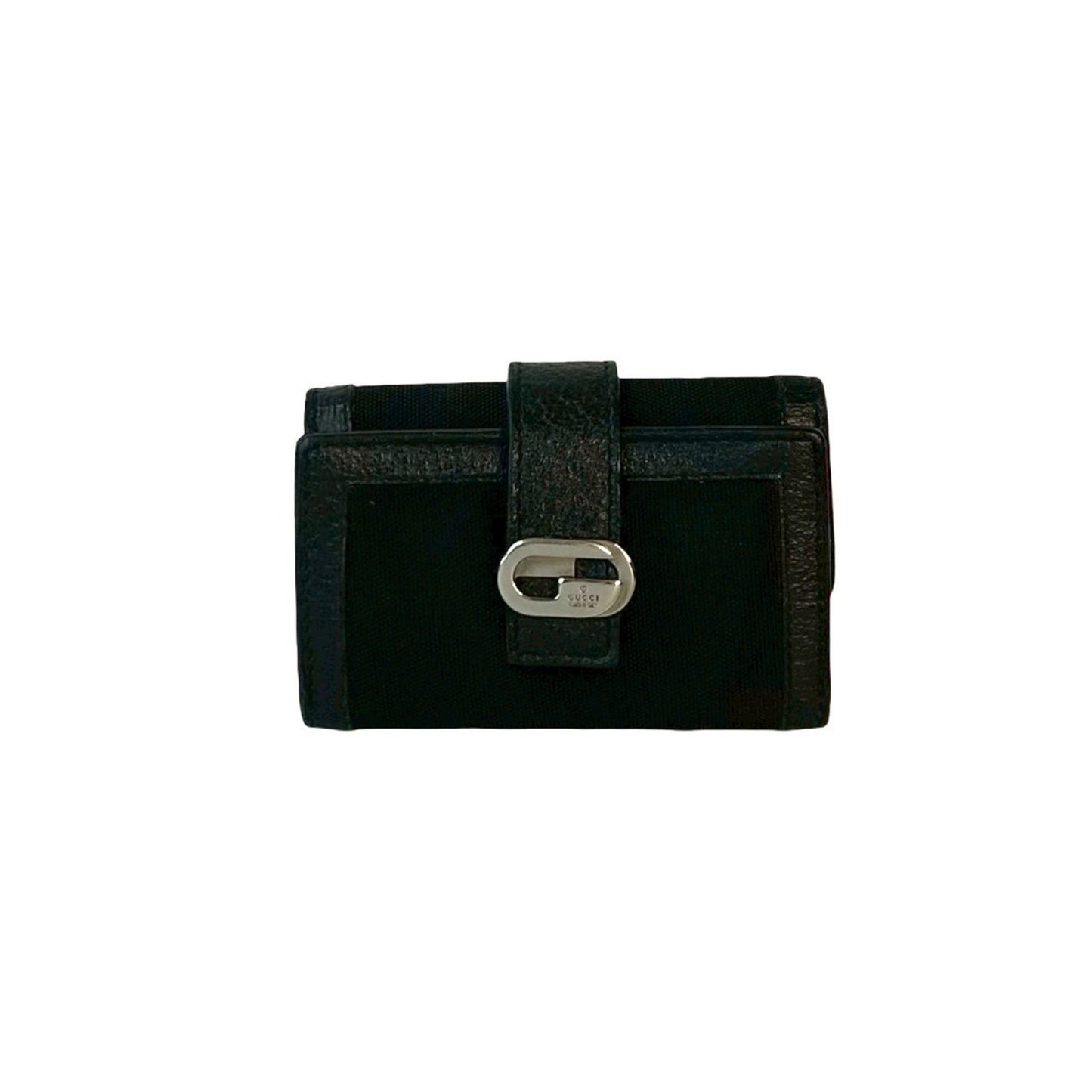 Gucci G Logo Engraved Leather And Nylon Tri-Fold Key Case With Holder