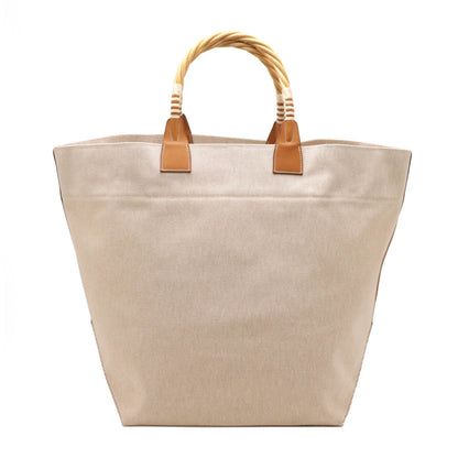 Hermes Hermes Steeple Tote Bag Large Toile H Straw Vaubarenia Leather Beige Brown ?P Engraved