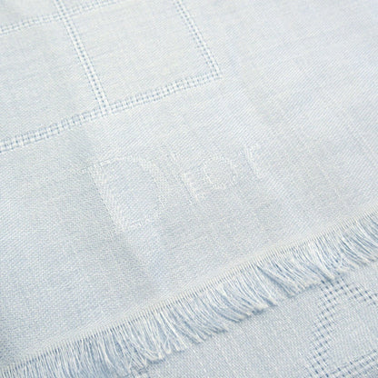 Christian Dior Cannage Jacquard Large Stole/Scarf Shawl Silk Cashmere Blend Logo Blue
