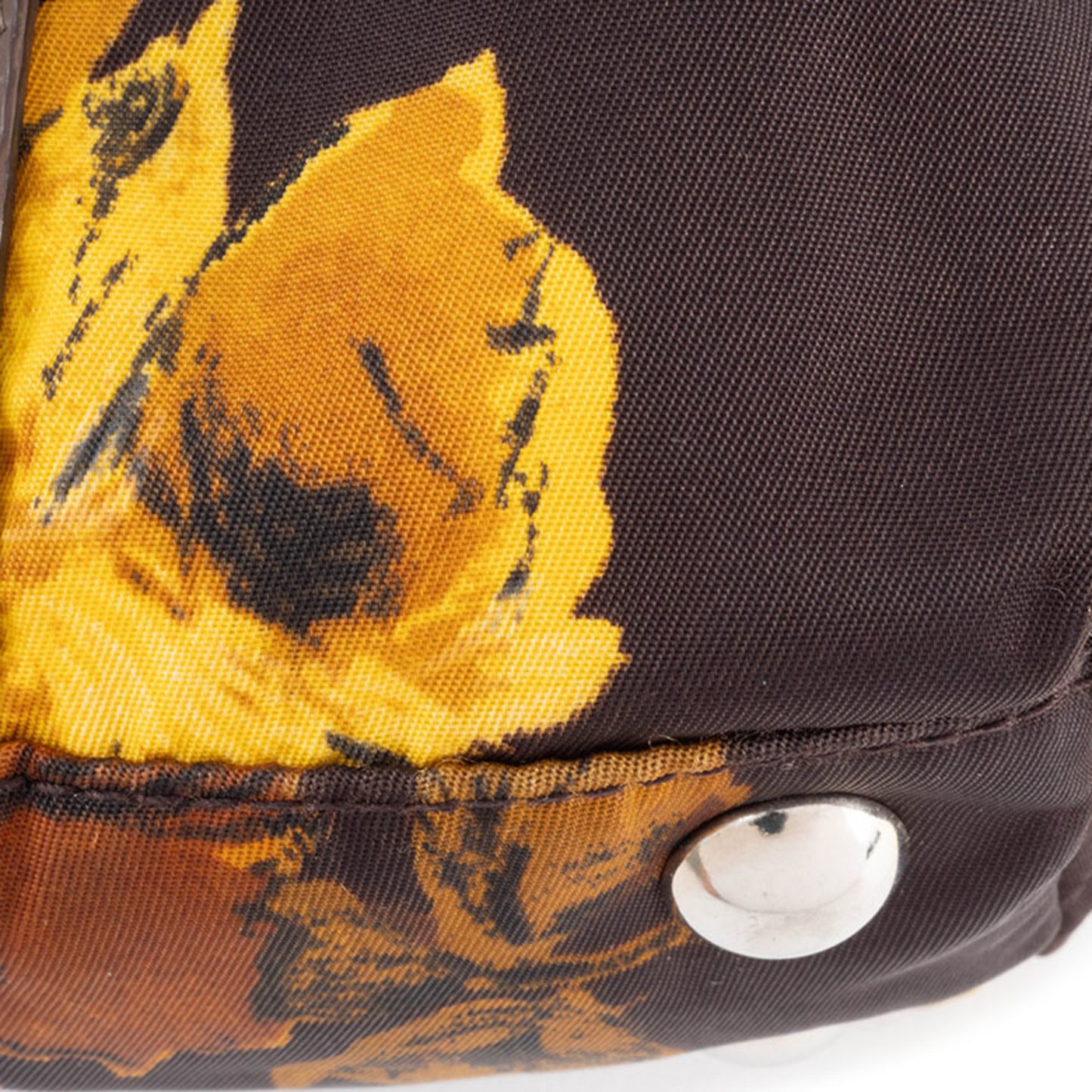 Prada Floral Print Shoulder Bag In Dark Brown