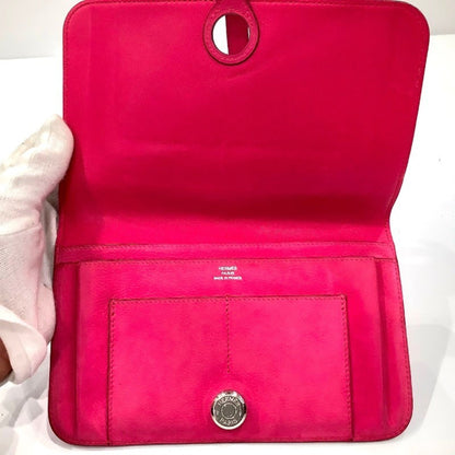 Herms Dogon Gm Rose Shocking Wallet (Missing Coin Purse)