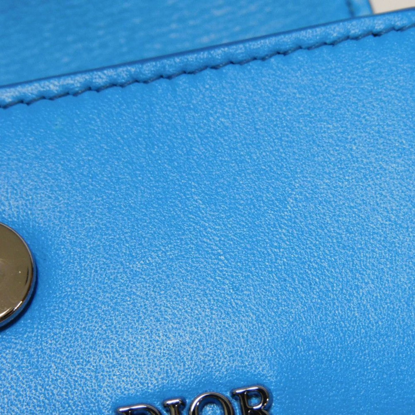 Christian Dior Dior Keychain Airpods Pro Case Flap Smooth Calfskin Neck Strap Metal Blue 2Adkh271Ucl