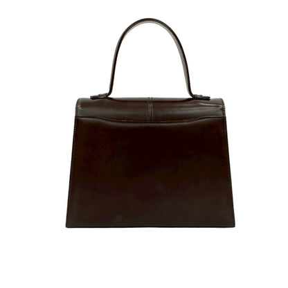 Yves Saint Laurent Ysl Logo Hardware Genuine Leather Handbag Brown 06612