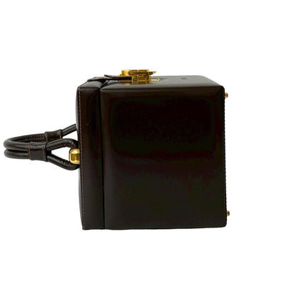 Loewe Anagram Logo Metal Hardware Genuine Leather Mini Handbag Vanity Bag Brown 69183