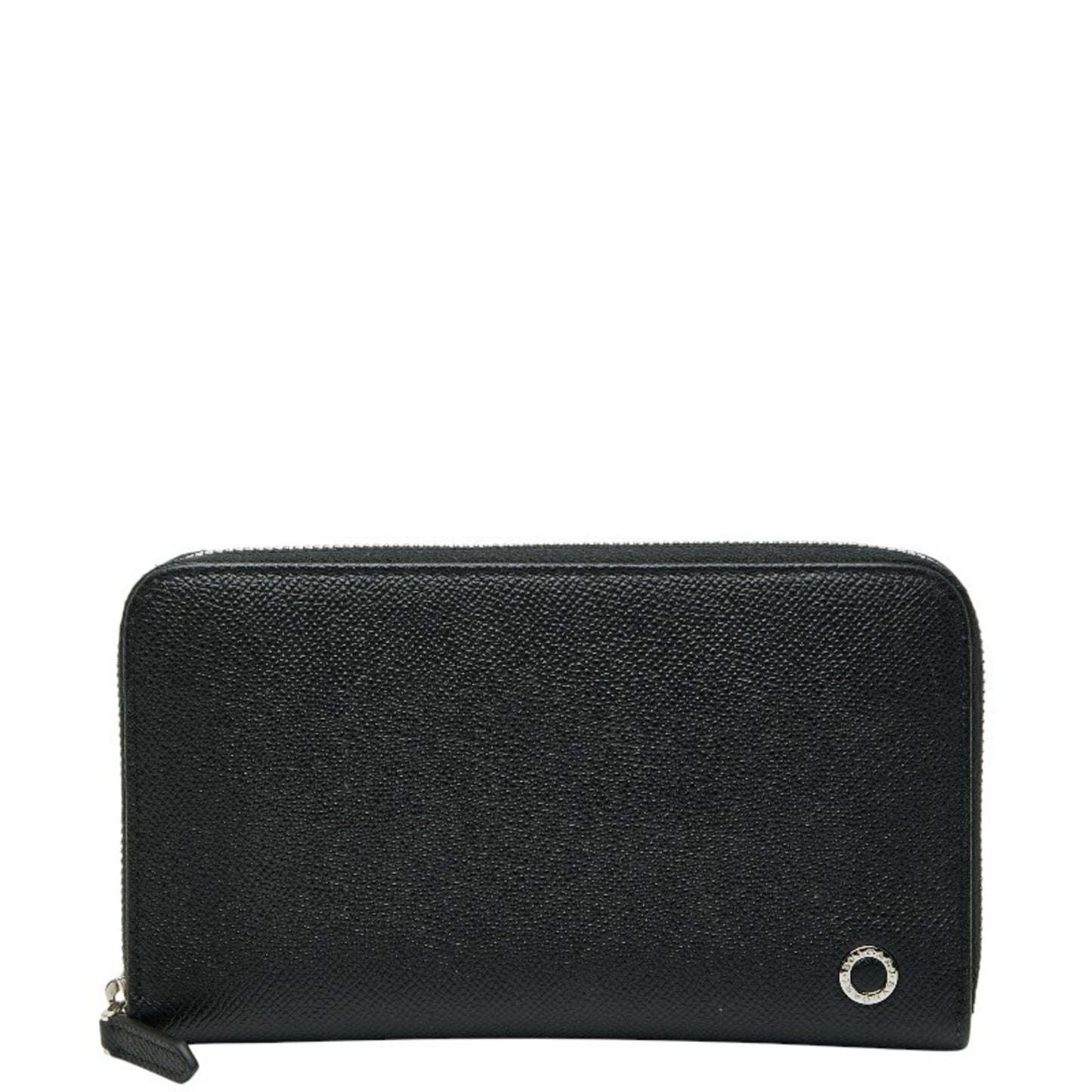 Bvlgari Man Round Zip Long Wallet Black Leather