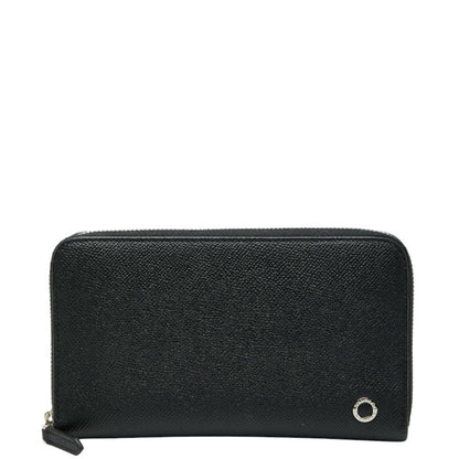 Bvlgari Man Round Zip Long Wallet Black Leather