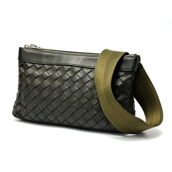 Bottega Veneta Intrecciato Duo Bag Shoulder 651938 Leather Khaki S-158362