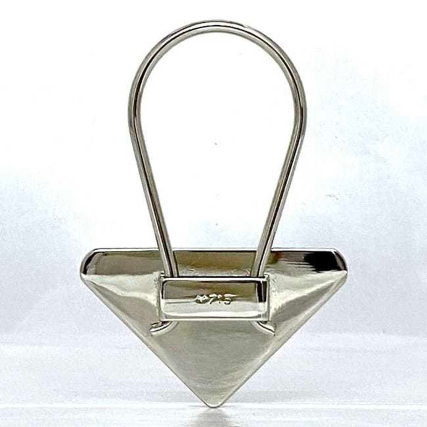 Prada Key Ring Ec-23014 Silver Black M713 Metal Prada Triangle Plate Holder