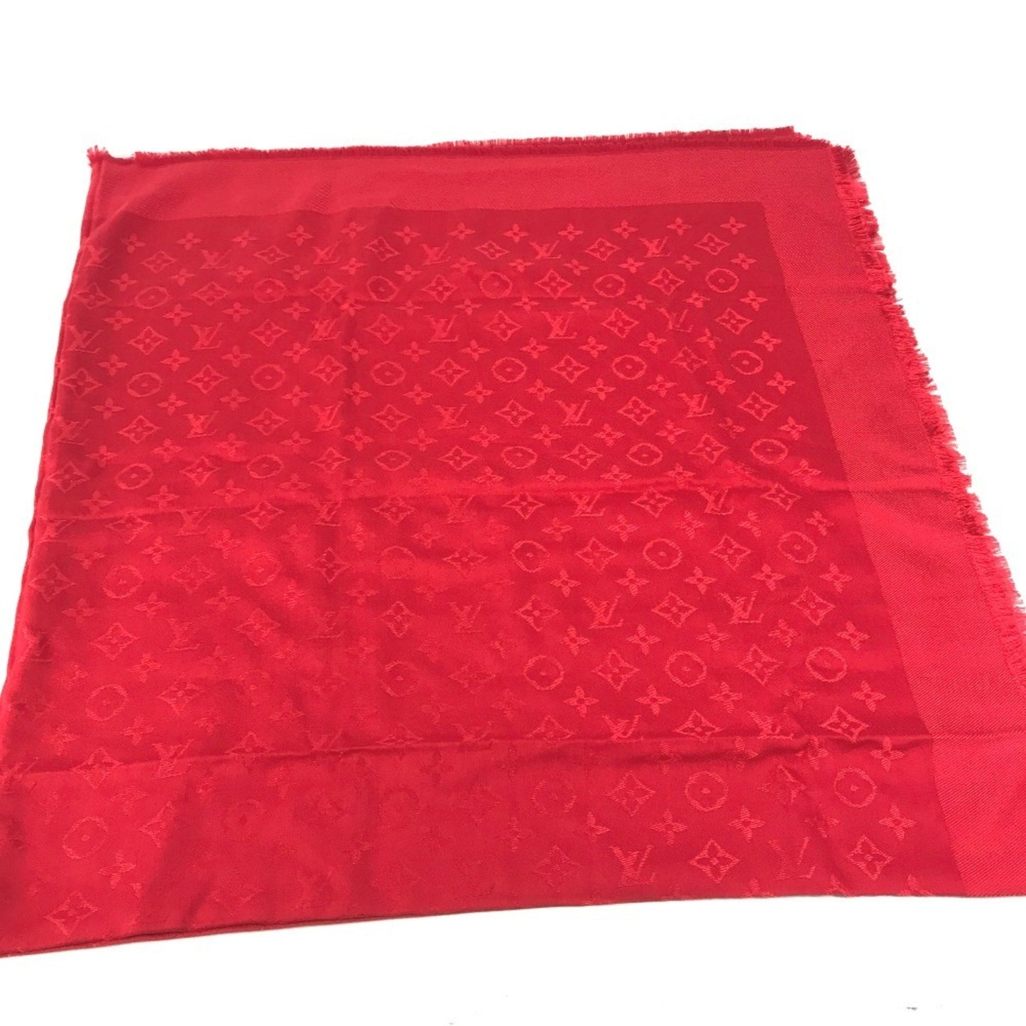 Louis Vuitton Louis Vuitton Monogram Stole Scarf Fringe Shawl Wool Silk