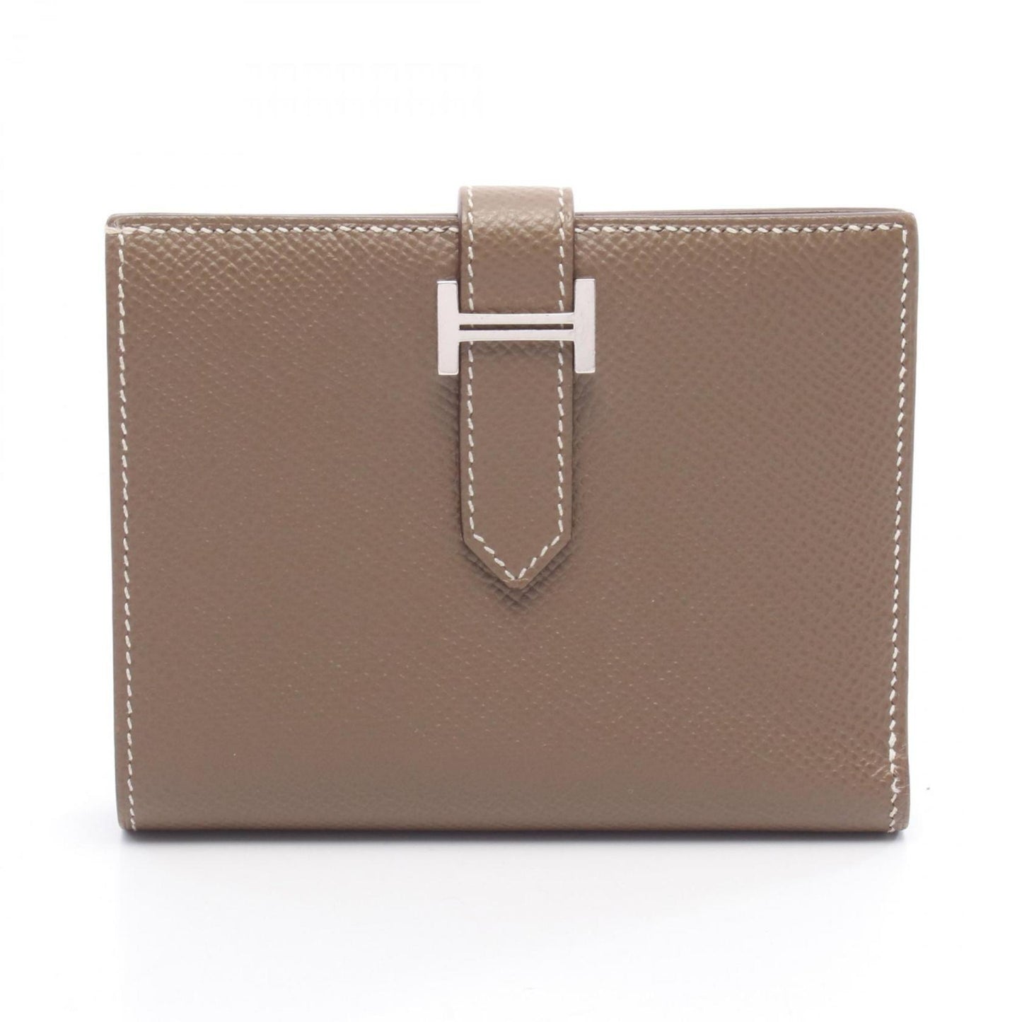 Hermes Herms Bearn Compact Bifold Wallet In Calfskin Leather (Cowhide) With Epsom Leather