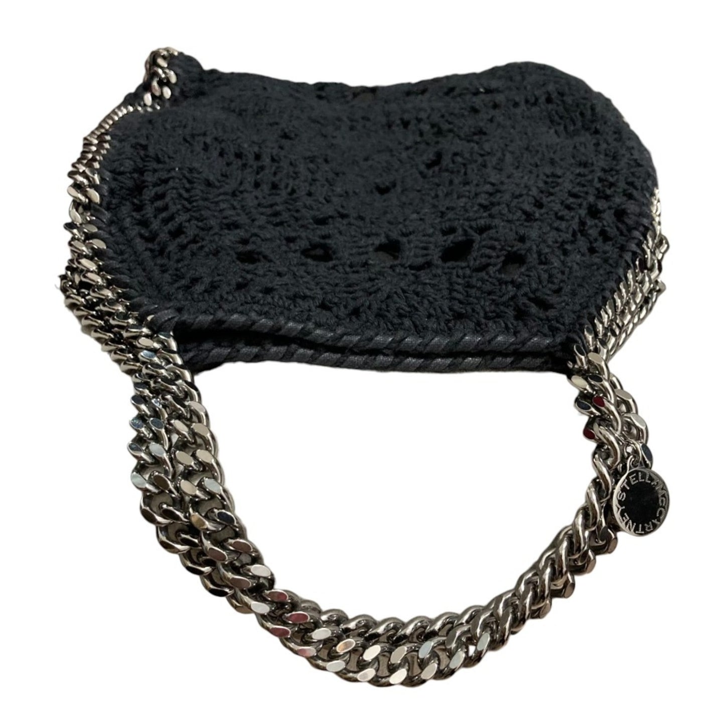 Stella Mccartney Falabella Crochet Knit Handbag/Shoulder Bag In Black