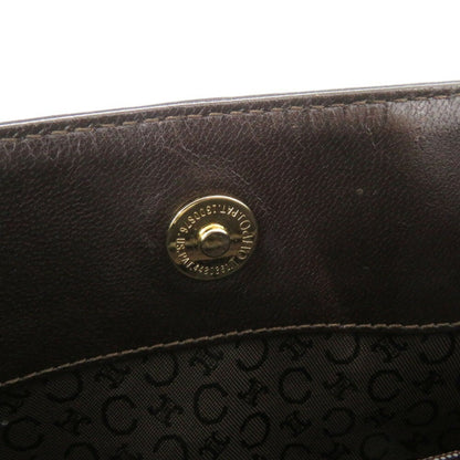Celine Triomphe Chain Houndstooth Fabric Leather Beige Bag 0421Celine
